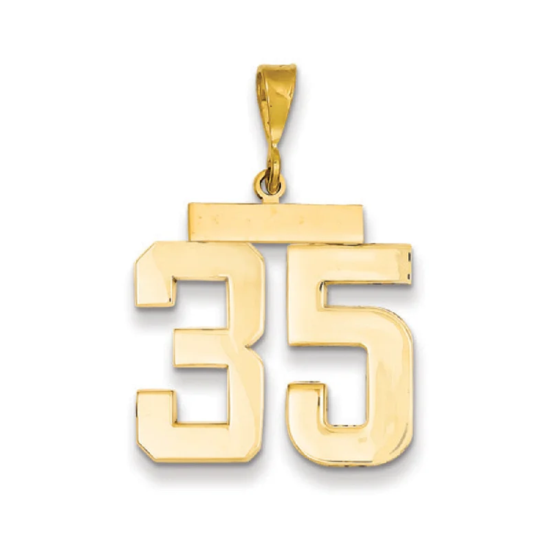 Handcrafted Jewelry Sale – Unique Designs At Low Prices 14k Yellow Gold, Athletic Collection, Large Polished Number 35 Pendant