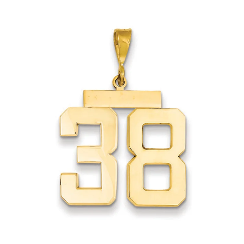 Exclusive Jewelry Sale – Shine For Less 14k Yellow Gold, Athletic Collection, Large Polished Number 38 Pendant