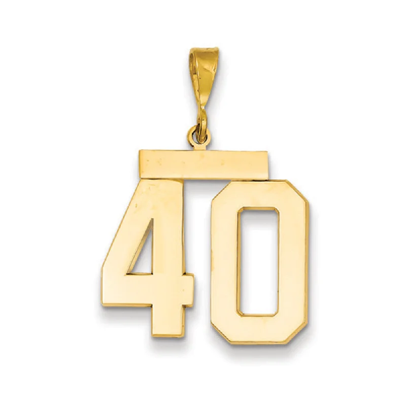Handcrafted Jewelry Sale – Unique Designs At Low Prices 14k Yellow Gold, Athletic Collection, Large Polished Number 40 Pendant