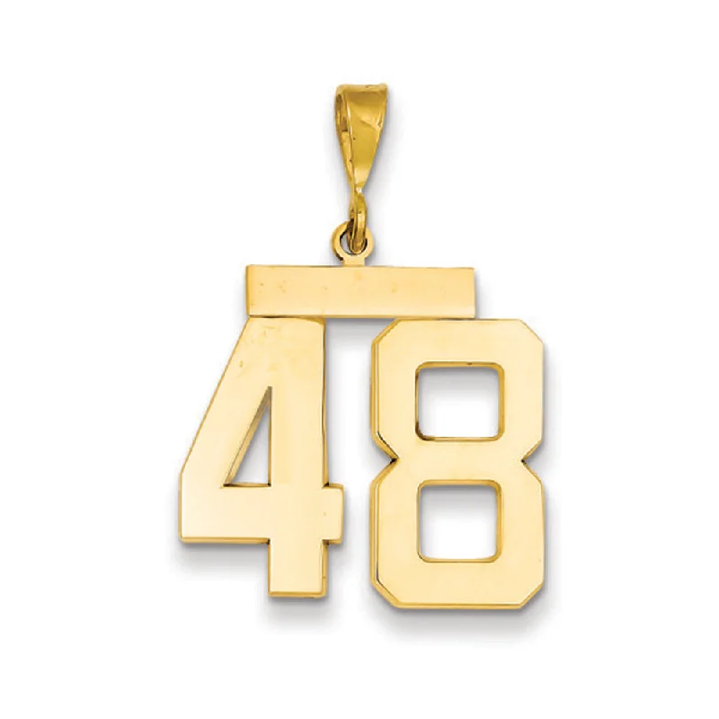 Chic, Trendy, And Affordable Jewelry Sale 14k Yellow Gold, Athletic Collection, Large Polished Number 48 Pendant
