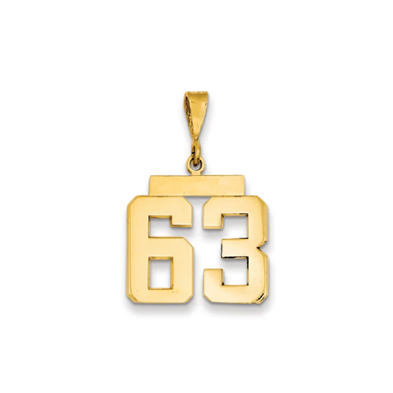 Shop Stylish Jewelry Now And Save Big 14k Yellow Gold, Athletic Collection Medium Polished Number 63 Pendant