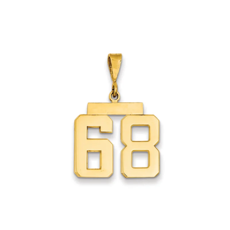 Chic And Stylish Jewelry At Exclusive Prices 14k Yellow Gold, Athletic Collection Medium Polished Number 68 Pendant