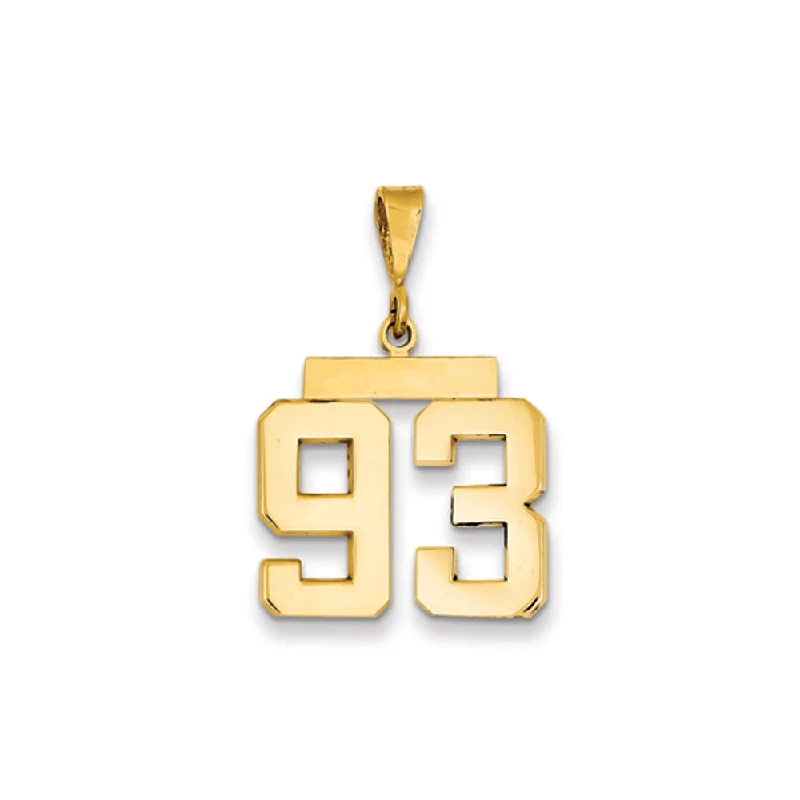 Jewelry Clearance – Final Chance To Save Big 14k Yellow Gold, Athletic Collection Medium Polished Number 93 Pendant
