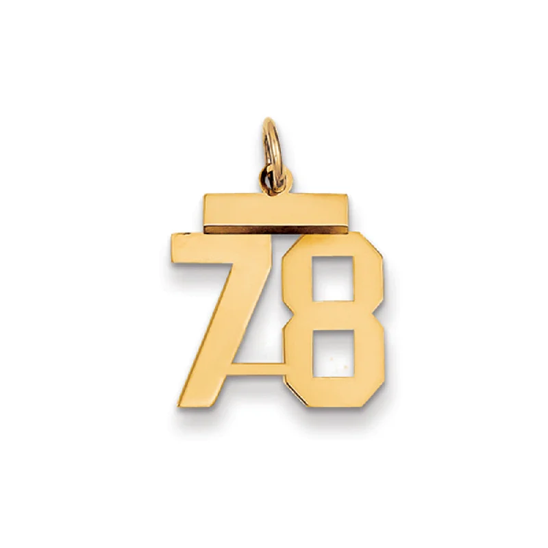 14k Yellow Gold, Athletic Collection, Small Polished Number 78 Pendant