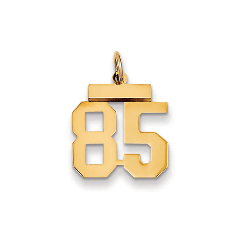 14k Yellow Gold, Athletic Collection, Small Polished Number 85 Pendant