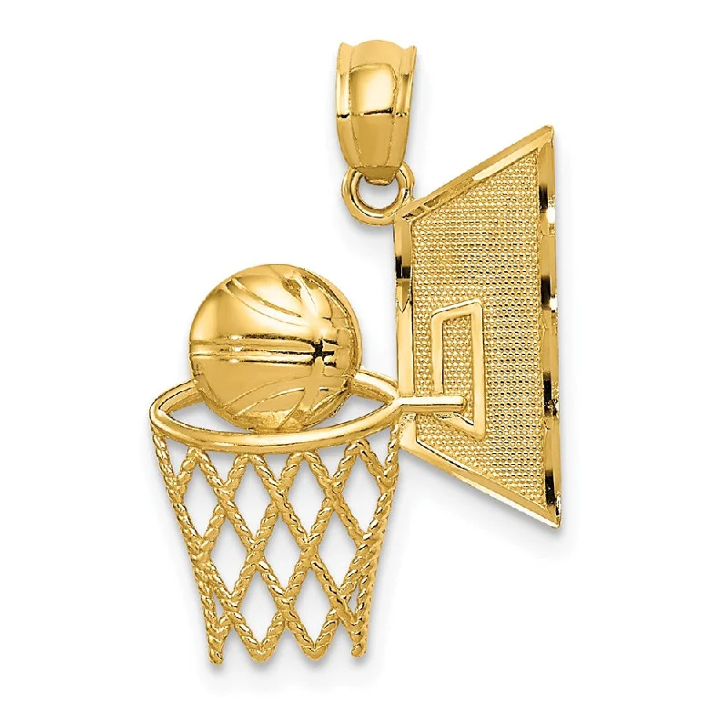 Don't Miss These Dazzling Jewelry Discounts 14k Yellow Gold Basketball Hoop and Backboard Pendant