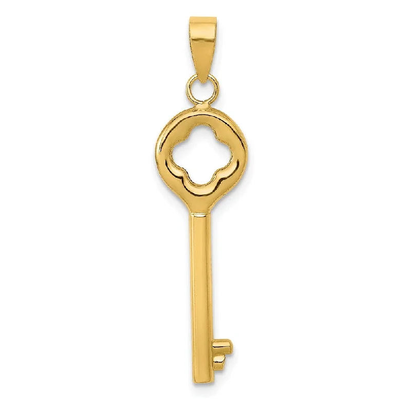 Holiday Jewelry Sale – Perfect Gifts At Great Prices 14k Yellow Gold Clover Top Round Key Pendant, 8mm