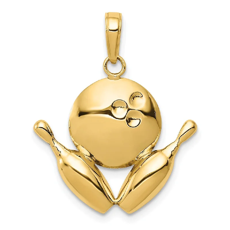 Flash Sale On Stunning Jewelry – Don't Miss Out 14k Yellow Gold Diamond Cut Bowling Ball and Pins Pendant