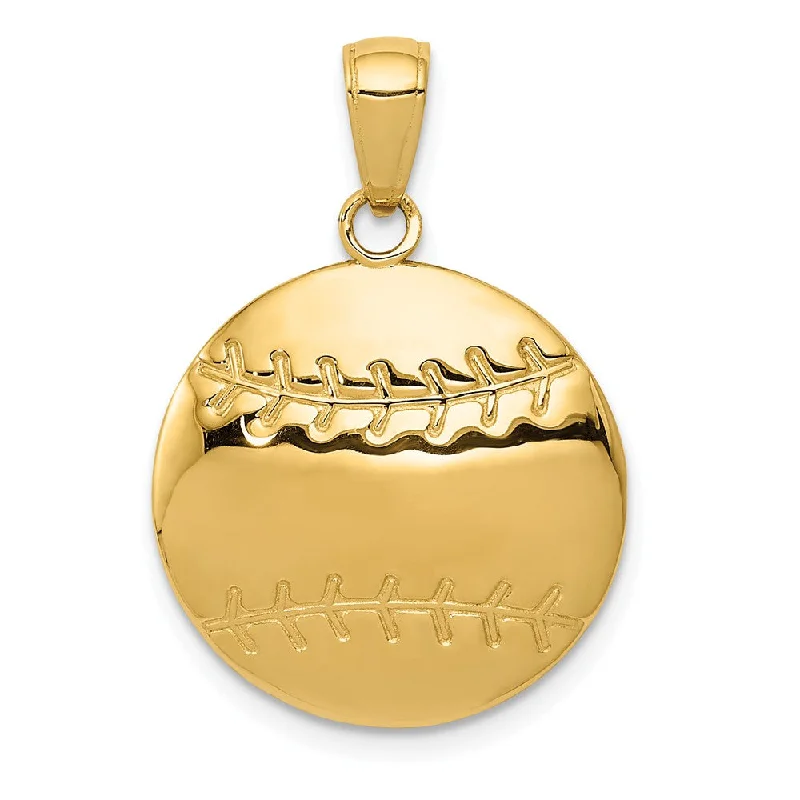 Shop Stylish Jewelry Now And Save Big 14k Yellow Gold Domed Baseball Pendant, 17mm