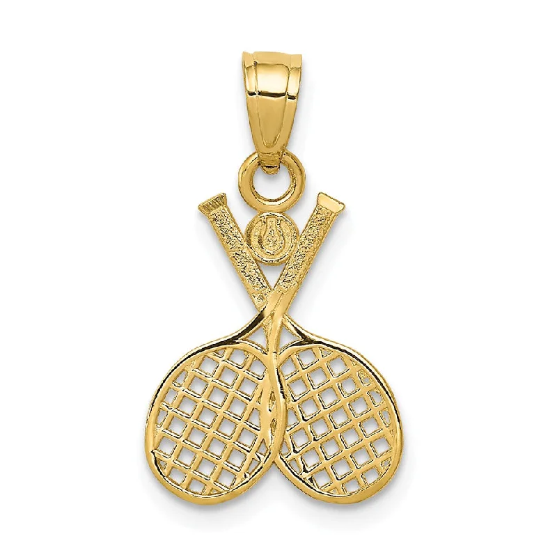 The Perfect Accessory For Less – Jewelry Sale Live 14k Yellow Gold Double Tennis Racquet Pendant