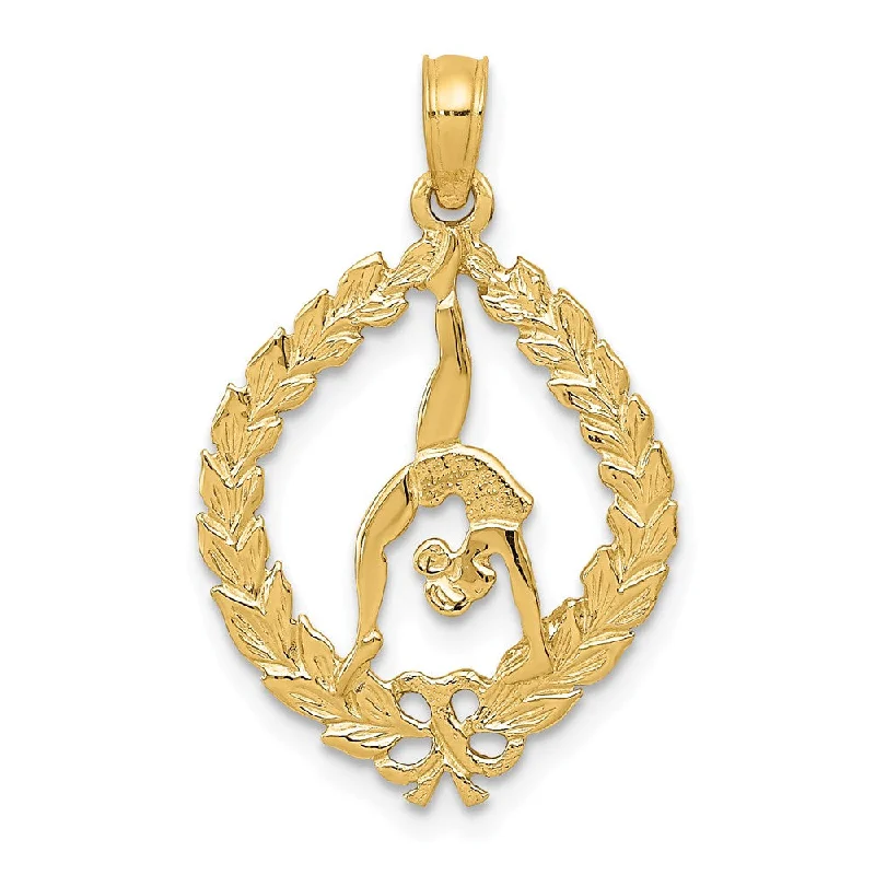 Stunning Jewelry At A Fraction Of The Price 14k Yellow Gold Framed Gymnast Pendant