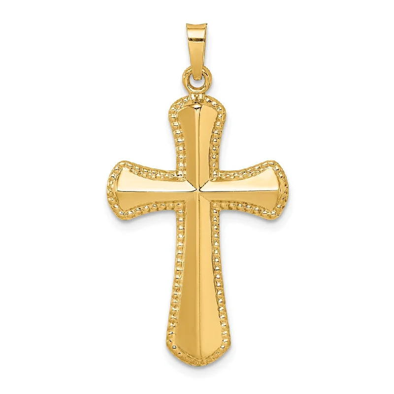 Personalized Jewelry Sale – Meaningful Gifts At Great Prices 14k Yellow Gold Hollow Beaded Edge Cross Pendant, 18 x 35mm