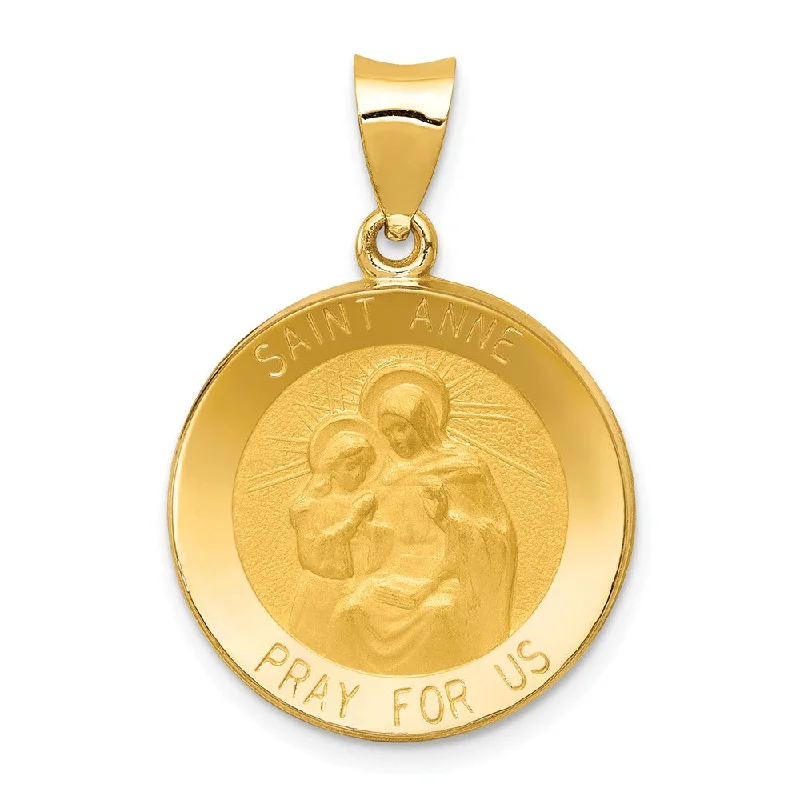 Exclusive Jewelry Offers – Shine For Less 14k Yellow Gold Hollow St. Anne Medal Pendant
