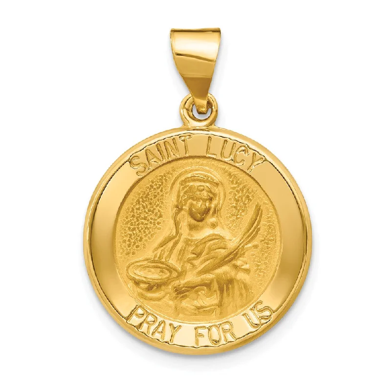 Chic, Trendy, And Affordable Jewelry Sale 14k Yellow Gold Hollow St. Lucy Medal Pendant