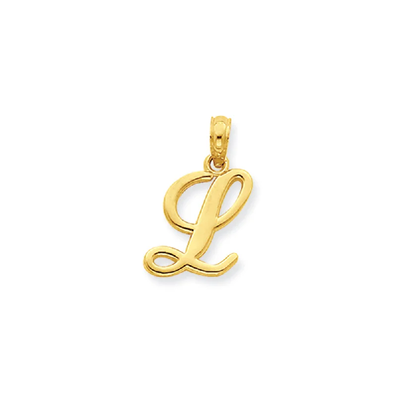 14k Yellow Gold, Mimi Collection, Small Script Initial L Pendant