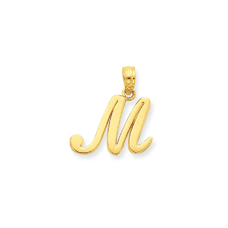 14k Yellow Gold, Mimi Collection, Small Script Initial M Pendant