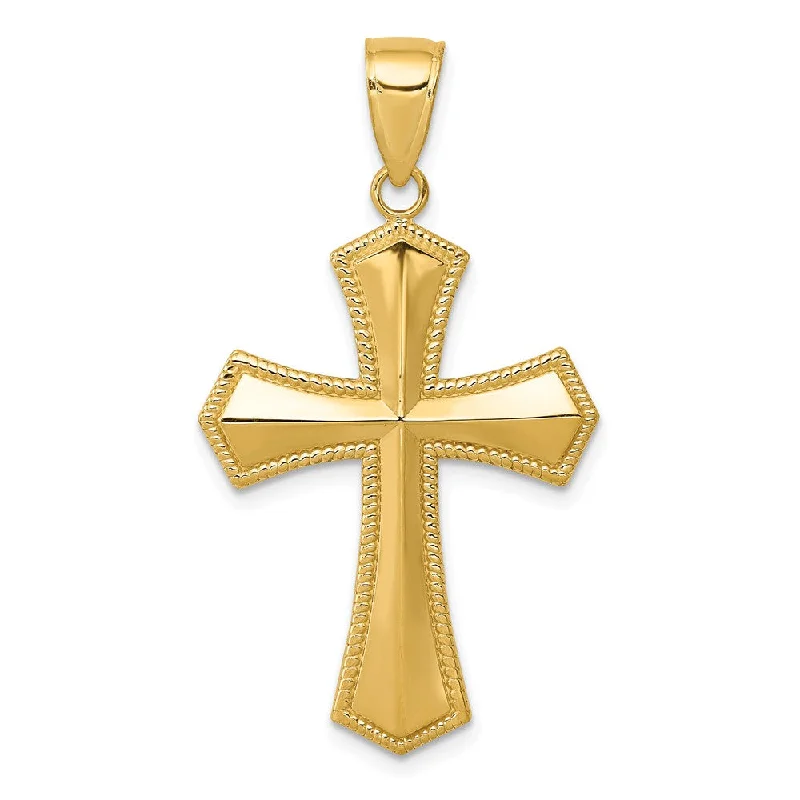 Shop Handcrafted Jewelry At Special Promotional Rates 14k Yellow Gold Rope Edge Passion Cross Pendant, 20 x 39mm