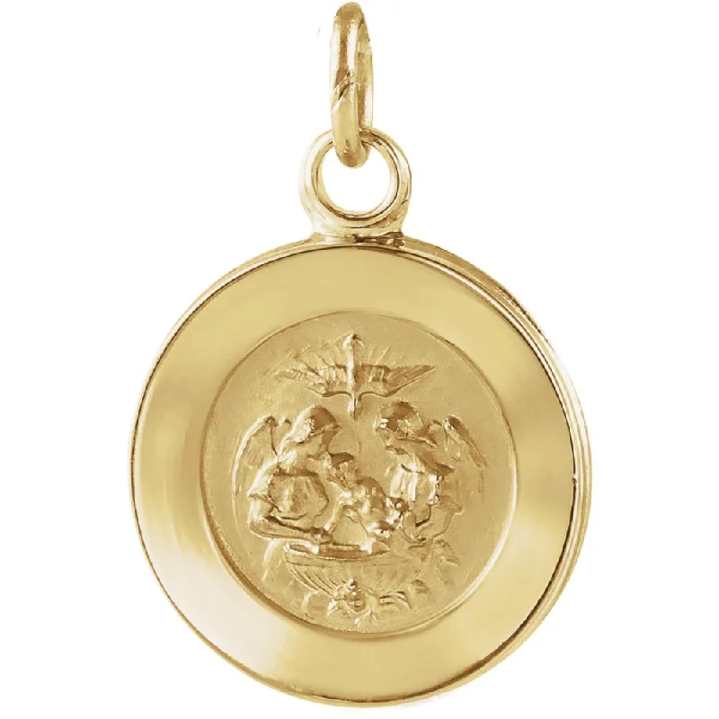 Best-Selling Jewelry Now Available At Special Deals 14k Yellow Gold Round Solid Baptismal Medal Charm or Pendant