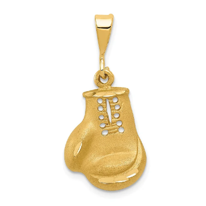 Shop Fine Jewelry With Exclusive Savings 14k Yellow Gold Satin and Diamond Cut Boxing Glove Pendant