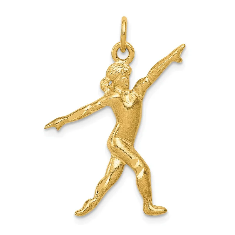 Exclusive Jewelry Bundles At Discounted Prices 14k Yellow Gold Satin and Diamond Cut Gymnast Pendant
