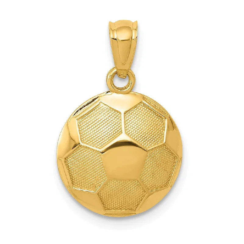 Unmissable Discounts On Timeless Jewelry Pieces 14k Yellow Gold Satin and Polished Soccer Ball Pendant, 13mm