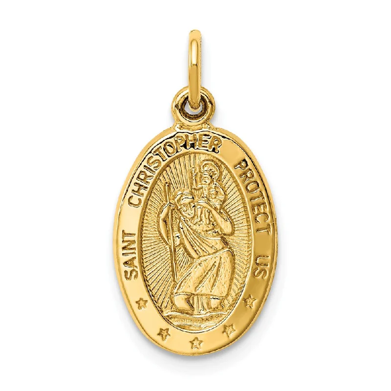 Stunning Statement Jewelry, Unbeatable Discounts 14k Yellow Gold Small St Christopher Medal Charm or Pendant