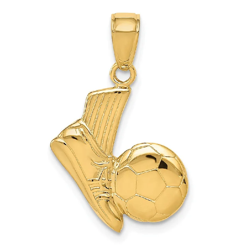 Gorgeous Jewelry, Limited-Time Savings 14k Yellow Gold Soccer Shoe and Ball Pendant