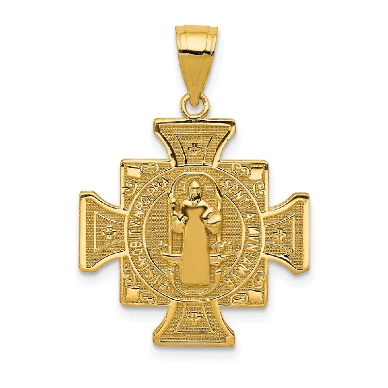 Special Sale On Handcrafted Jewelry – Shop Today 14k Yellow Gold Solid San Benito 2-Sided Cross Pendant, 19 x 28mm