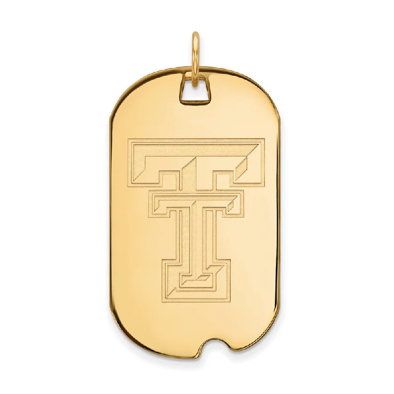 Modern Statement Jewelry For Bold Styling 14k Yellow Gold Texas Tech U. Large Dog Tag Pendant