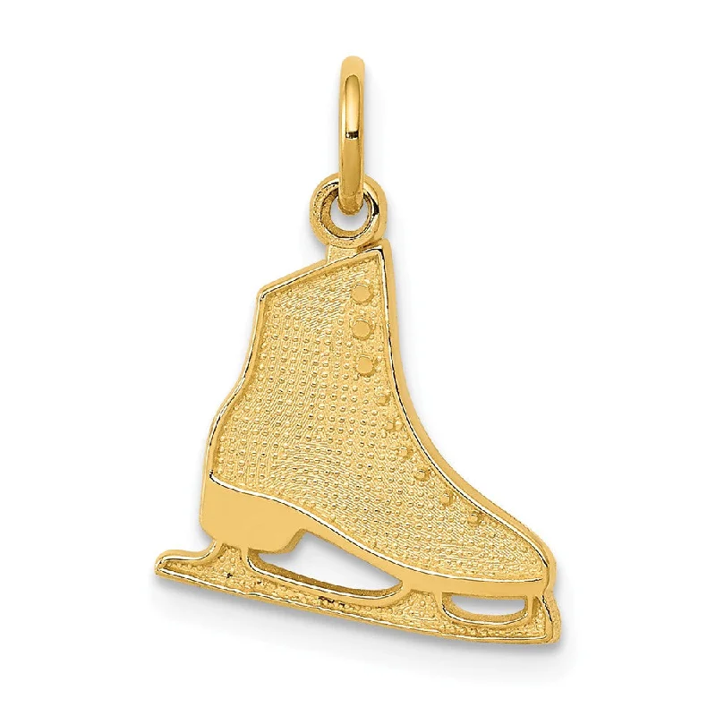 Premium Diamond Jewelry For Unforgettable Moments 14k Yellow Gold Textured Flat Figure Skate Pendant
