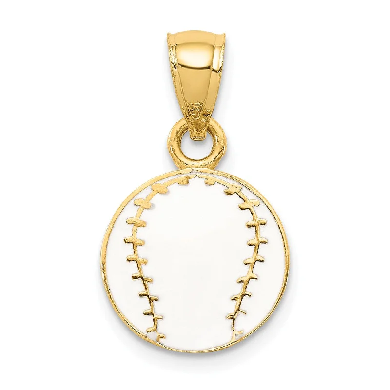 Jewelry Sale – Exclusive Styles At Lower Prices 14k Yellow Gold White Enameled Baseball Pendant, 12mm