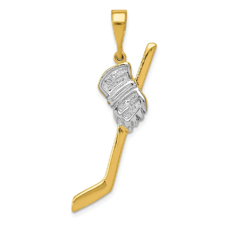 Huge Savings On Timeless Jewelry Collections 14k Yellow Gold & White Rhodium Hockey Stick and Glove Pendant