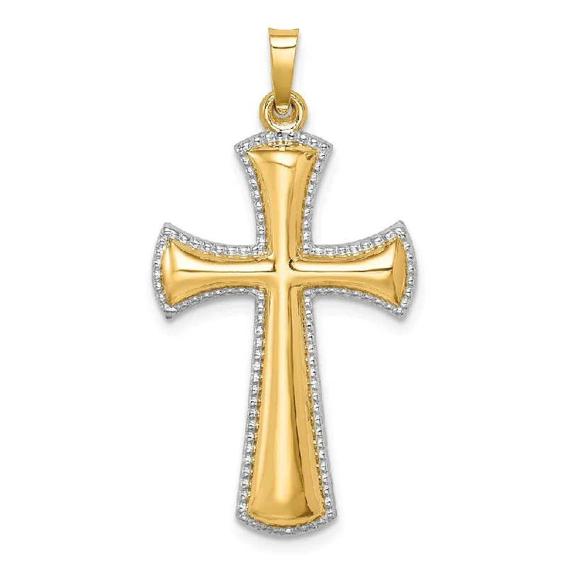 Breathtaking Jewelry At Limited-Time Savings 14k Yellow Gold & White Rhodium Hollow 2D Cross Pendant, 18 x 35mm