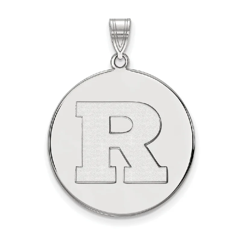Elevate Your Outfit With Discounted Statement Jewelry 10k White Gold Rutgers XL Initial R Disc Pendant
