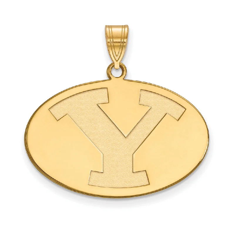 Jewelry Deals That Sparkle – Shop Today 10k Yellow Gold Brigham Young U Large Initial Y Oval Pendant