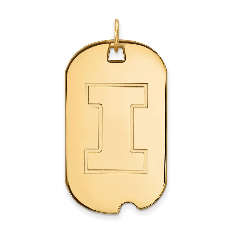 Luxury Jewelry Clearance – Shop Premium Styles Now 10k Yellow Gold U. of Illinois Large Initial I Dog Tag Pendant