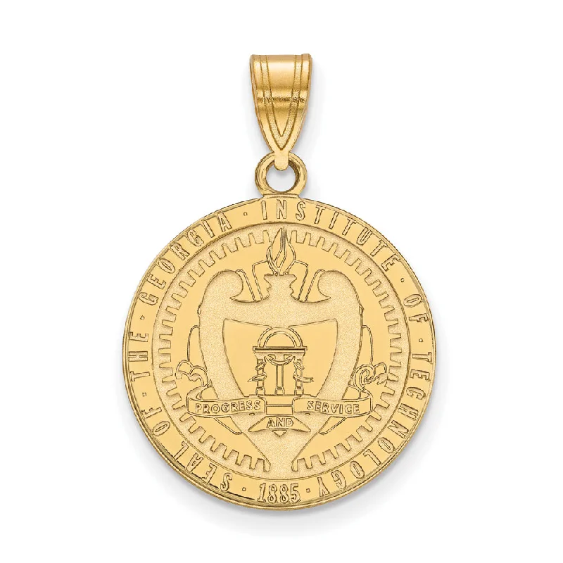 14k Gold Plated Silver Georgia Technology Large Crest Pendant