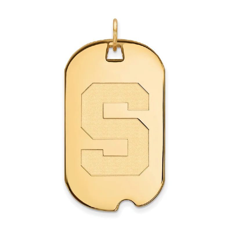 Don't Miss Our Biggest Jewelry Sale Of The Season 14k Gold Plated Silver Michigan State Large Initial S Dog Tag Pendant