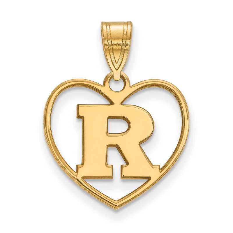 Limited Stock On Premium Jewelry At Low Prices 14k Gold Plated Silver Rutgers Initial R Heart Pendant