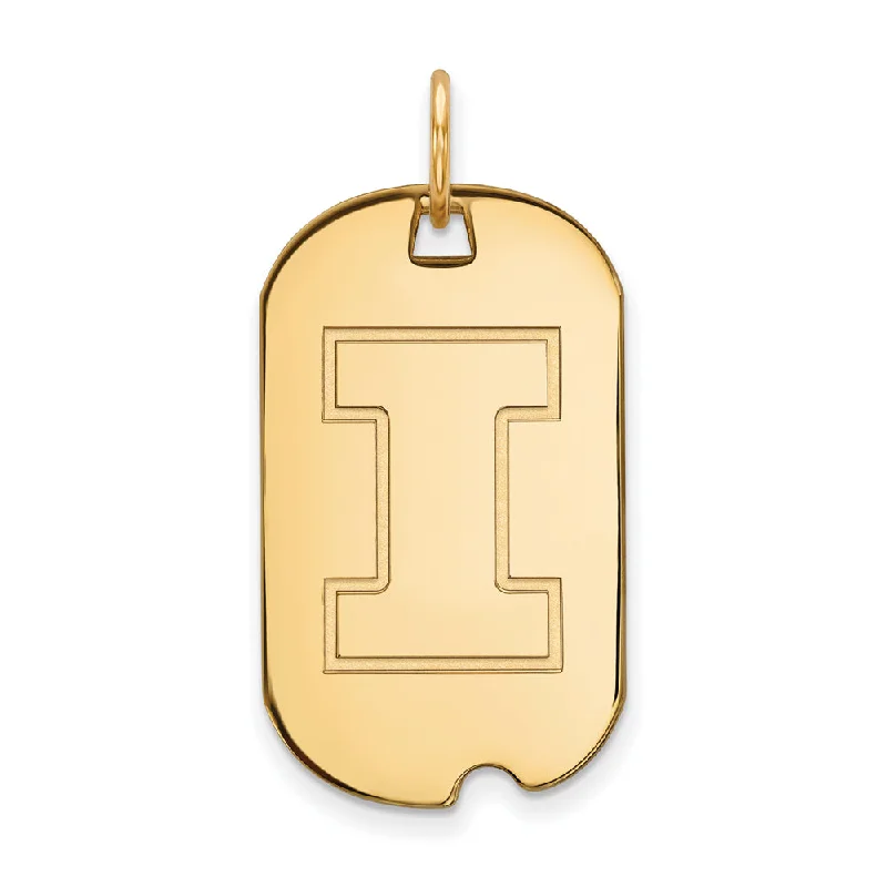 Affordable Gold-Plated Jewelry For Modern Fashion 14k Gold Plated Silver U. of Illinois Initial I Dog Tag Pendant