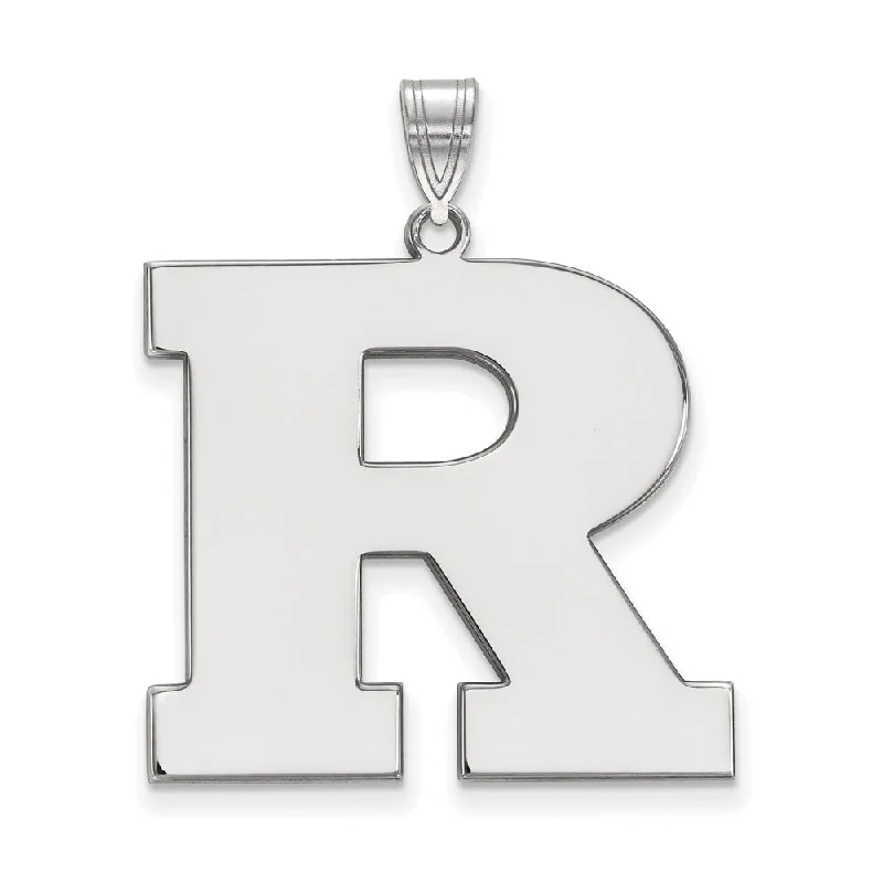 Eco-Friendly Sustainable Jewelry For Conscious Buyers 14k White Gold Rutgers XL Initial R Pendant