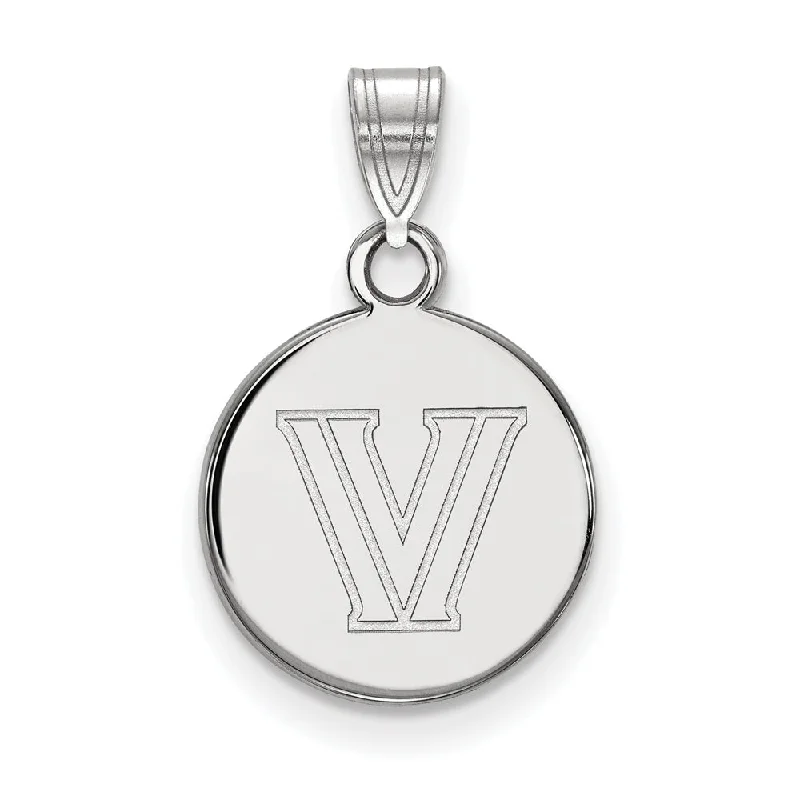 14k White Gold Villanova U. Small Logo Disc Pendant