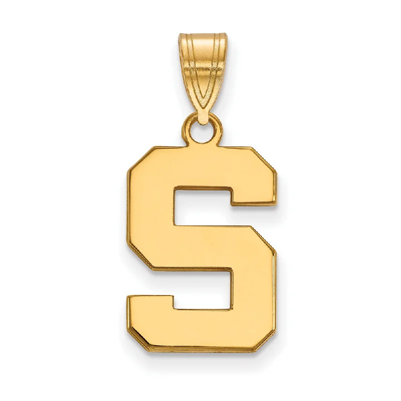 Handcrafted Jewelry Sale – Unique Designs At Low Prices 14k Yellow Gold Michigan State Medium Initial S Pendant