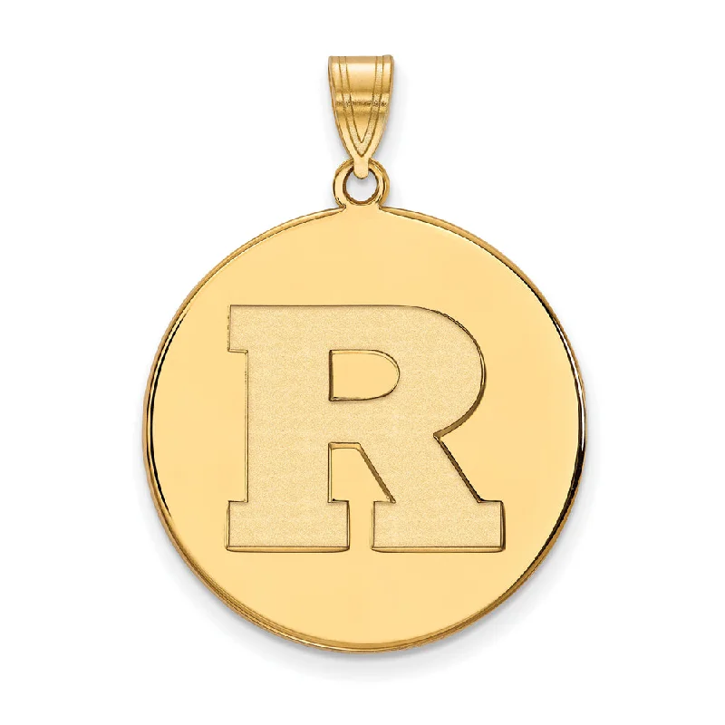 Affordable Glamour – Premium Jewelry For Less 14k Yellow Gold Rutgers XL Initial R Disc Pendant