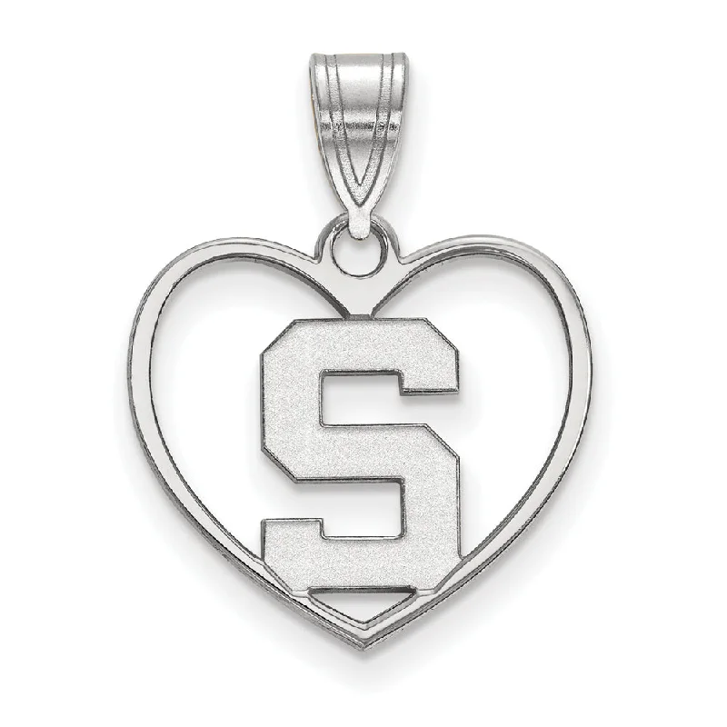 Unique Jewelry Designs Now At Discounted Rates Sterling Silver Michigan State Initial S Heart Pendant