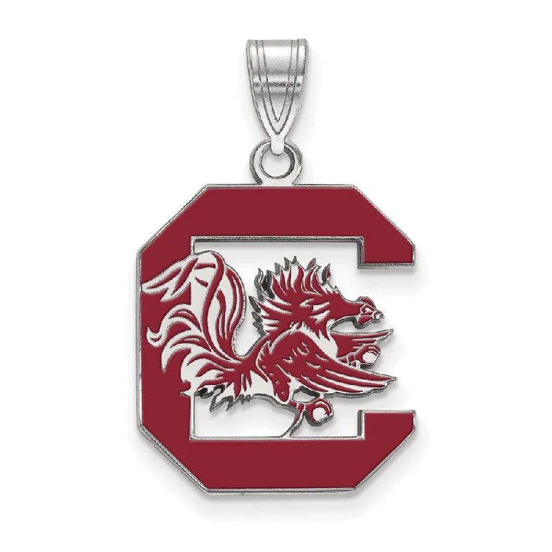 Sterling Silver South Carolina Large Red Enamel Pendant