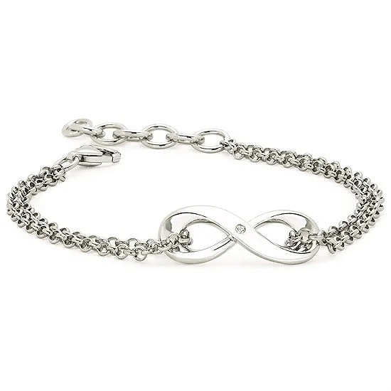 Timeless Elegance, Temporary Discounts – Act Fast Silver Infinity Bracelet with Diamond Accent.