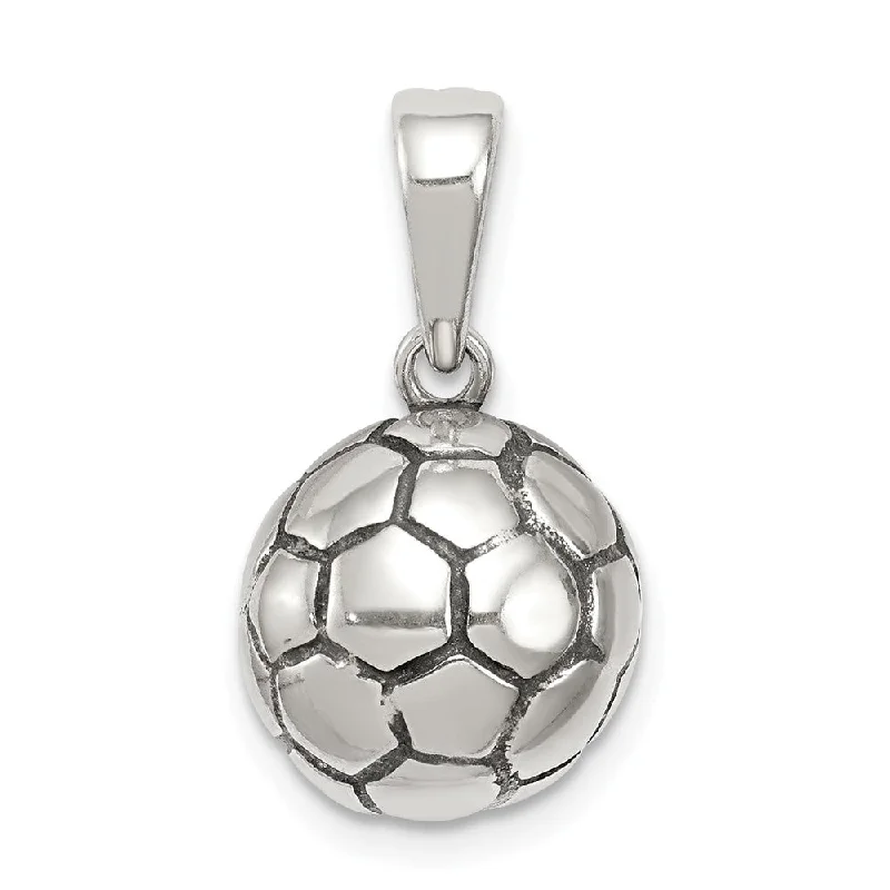Don't Miss Our Biggest Jewelry Sale Of The Season Sterling Silver 11mm Antiqued 3D Soccer Ball Pendant