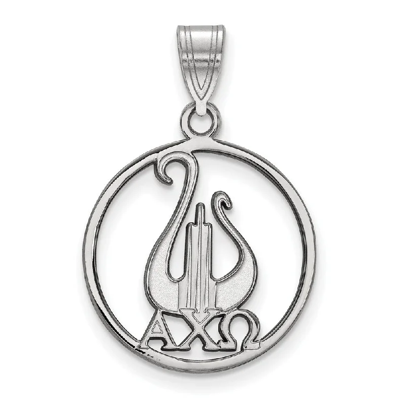 Sterling Silver Alpha Chi Omega Large Circle Pendant