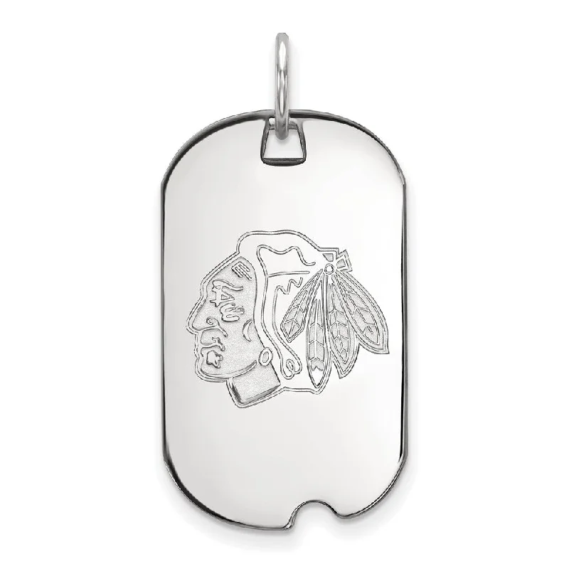 Sterling Silver NHL Chicago Blackhawks Dog Tag Pendant